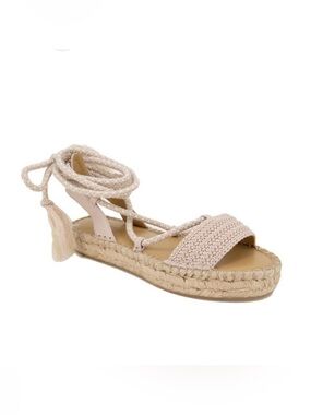 Splendid Mimosa Espadrille Platform Pink Crochet Strap Braided Ankle-Tie Sandal